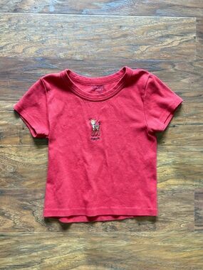 brandy melville red deer swiss baby tee